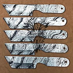 lot of 5 damascus steel blank blade knife for knife making supplies, custom handmade full tang blank blades (su-105)