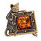 Cat brooch with picture Cat amber jewelry Animal brooch unique handmade jewelry gold antique brass amber brooch.jpg