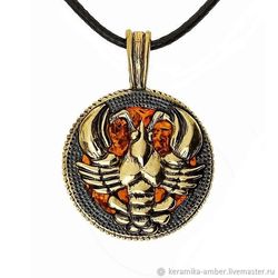 Cancer necklace Zodiac Sign Round Necklace Gold black brass amber cancer pendant necklace Amulet Necklace Large