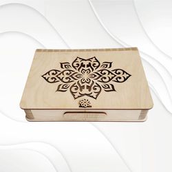 Gift box svg dxf design laser cut. Vector drawing laser cutting.
