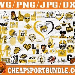 bundle 57 files alabama state university football team svg, alabama state university svg, hbcu team svg, mega bundle,