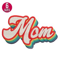 Mom Retro embroidery design, Machine embroidery pattern, Instant Download