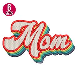 mom retro embroidery design, machine embroidery pattern, instant download