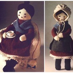 Vintage knitting pattern - Grandmother Doll 18" tall - Bloomers, Petticoat, Skirt, Apron, Shawl, Bonnet -Digital PDF