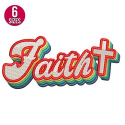Faith Retro embroidery design, Machine embroidery pattern, Instant Download