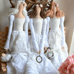 White Delicate Tilda Doll Handmade Doll Doll For Home Decor Doll Bride A Gift to Girlfriend Wedding Doll Wedding Decor