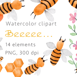 Beeeee...., Watercolor Clipart, PNG