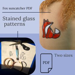 Fox pattern / Instant Download/ Stained glass pattern template/ PDF file/ DIY/Printable pattern/two options/suncatcher