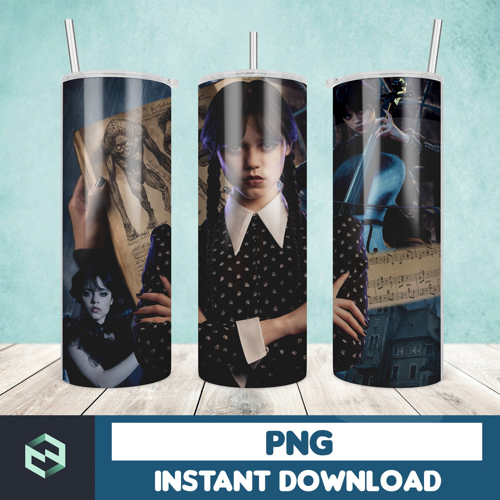 Wednesday Sublimation Tumbler 20oz Skinny Tumbler Merlina Digital Wednesday PNG Dancing Queen PNG (14).jpg