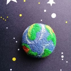 Earth Day gift idea Blue Brooch pin planet Mini planet earth A souvenir for a child A small clean earth gift