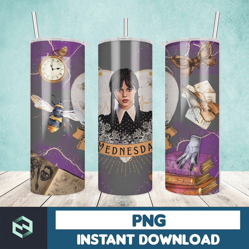 Wednesday Tumble Wrap , Addams Family Design, Wednesday 20oz wrap,Tumbler Wrap Designs (6).jpg