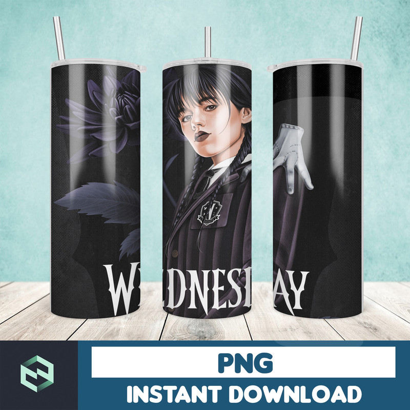 Wednesday Tumble Wrap , Addams Family Design, Wednesday 20oz wrap,Tumbler Wrap Designs (7).jpg