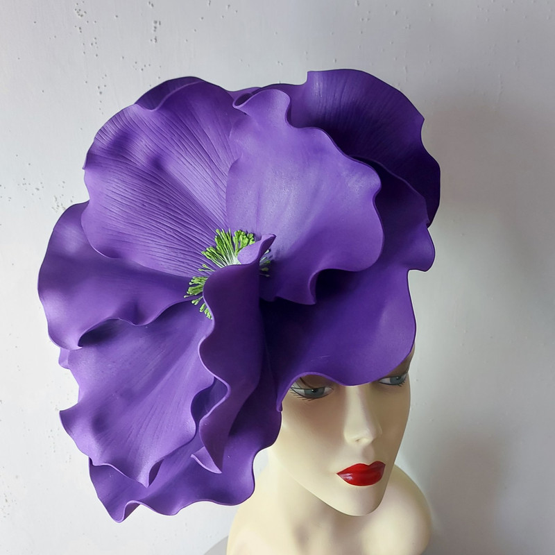 Derby fascinator purple flower headband.jpg