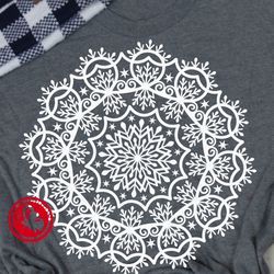 Winter Mandala Christmas Snowflake clipart. Holiday decorations. Christmas cards design. T-shirt print