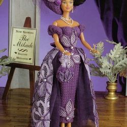 vintage crochet pattern PDF- Fashion doll Barbie opera evening ball gown - Doll dress pattern- Instant digital download