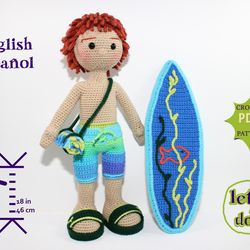 Crochet doll pattern, Amigurumi doll pattern, Medium doll, 18"/46cm, Finn