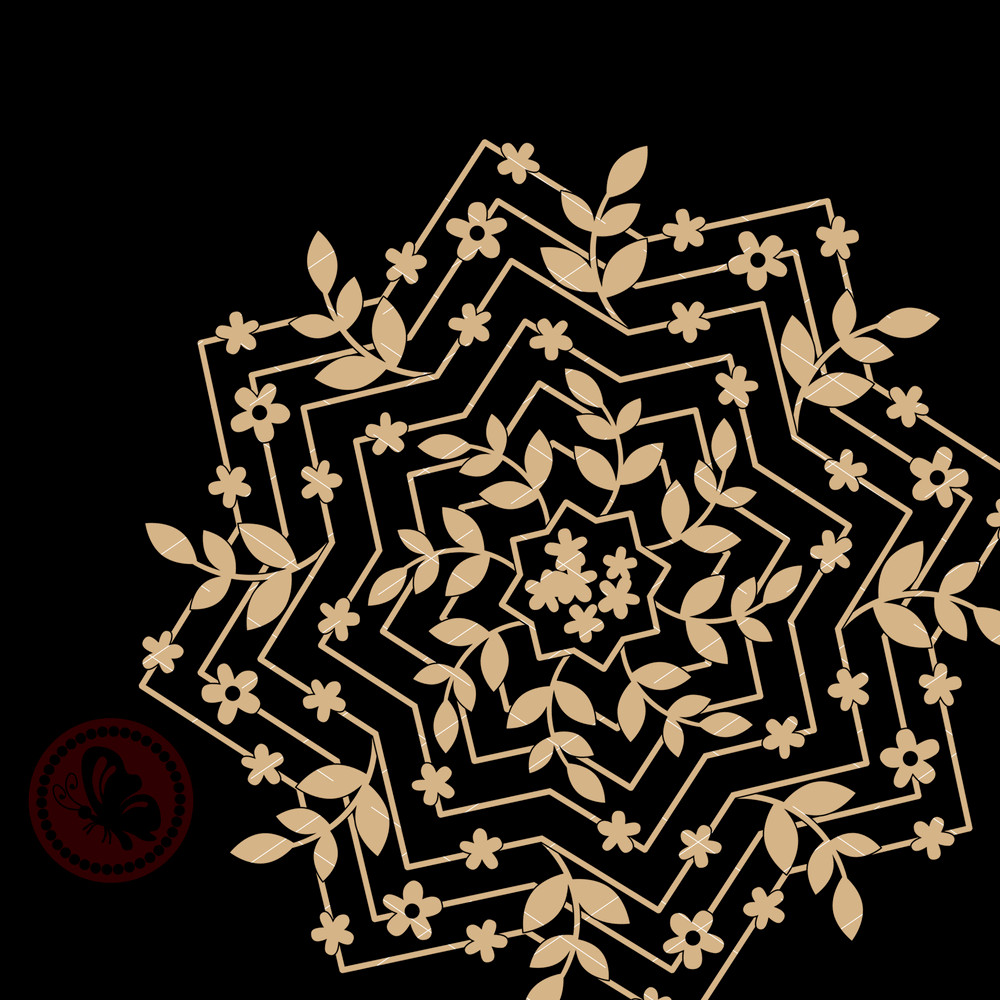 mandala Flowers Garden Black beige.jpg