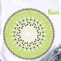 kiwi mandala clipart.. tropical fruits, summer, beach print logo art