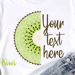 Kiwi half Mandala print.. Tropical fruits, summer, beach print Logo art