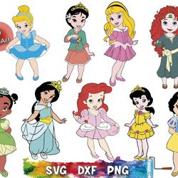 disney princesses babies svg, baby snow white svg png, baby cinderella svg