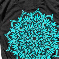 lotus mandala flowers clipart. yoga print namaste floral decorations blue art