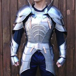 18ga sca steel medieval half body plated armor suit cuirass & pauldrons/gauntlets