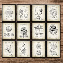 Astronomy Patent Print Set of 12,Solar System,Astronomy Wall Decor, Gift for Astronomer,Planetarium,Vintage Astronomy