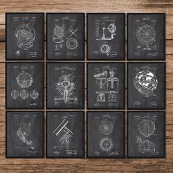 Astronomy Patent Print Set of 12,Solar System,Astronomy Wall Decor, Gift for Astronomer,Planetarium,Vintage Astronomy