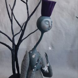Handmade art doll. Wizard. Magic thistle. Ooak art doll.  Art creature.