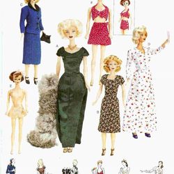Vogue 756 barbie doll clothes pattern Vintage circa 1970s Dress, jacket, skirt ,robe, bathing suit pattern Vintage PDF