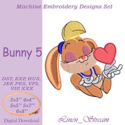 Bunny 5 Machine embroidery design in 8 formats and 4 sizes