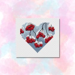 Heart ashberry Cross stitch pattern