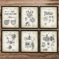 SET of 6 Ford Engine Patents, Decor Gifts, Ford Gift for Men, Car Enthusiast Gift, Engine Carburettor, Garage Decor