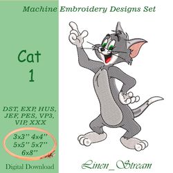 Cat 1 Machine embroidery design in 8 formats and 5 sizes