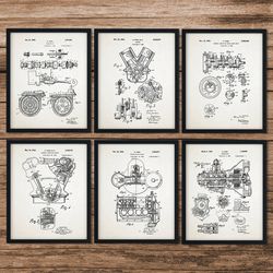 SET of 6 Ford Engine Patents, Decor Gifts, Ford Gift for Men, Car Enthusiast Gift, Engine Carburettor, Garage Decor