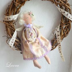 Little Angel with a bird Tilda doll Tilda angel Handmade doll Gift for Girl Toy Style Design Doll For Home Garden Decor