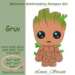 gruv  machine embroidery design in 8 formats and 5 sizes