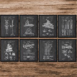 Set of 8 Train Patent, Railroad Patent, Railroad Art, Train Gift, Train Tracks, Old Trains, Train Art,Vintage Trains