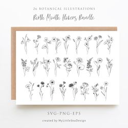 birth month flowers svg bundle
