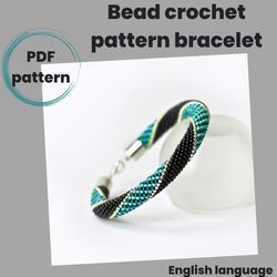 Bead crochet pattern, Bead crochet turquoise bracelet pattern, Rope bead crochet pattern