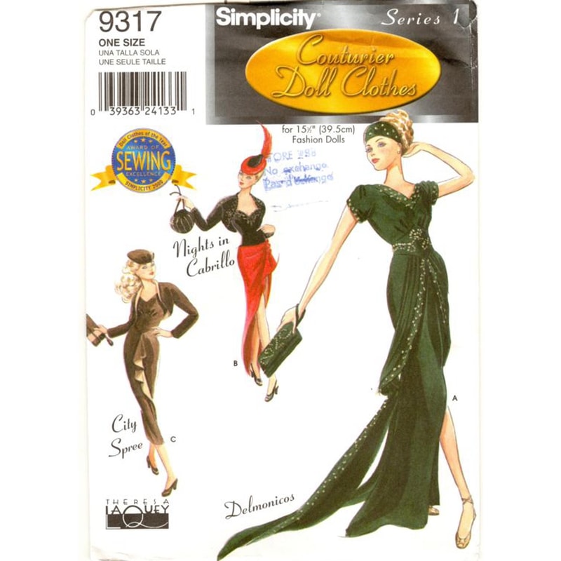 Simplicity 9317 beautiful dress barbie pattern Doll clothes.jpg