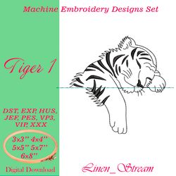 Tiger 1 Machine embroidery design in 8 formats and 5 sizes
