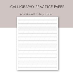 Printable Blank Handwriting. Lettering practice. Worksheet. Graph Paper. Handwriting Guide. Calligraphy Sheet.