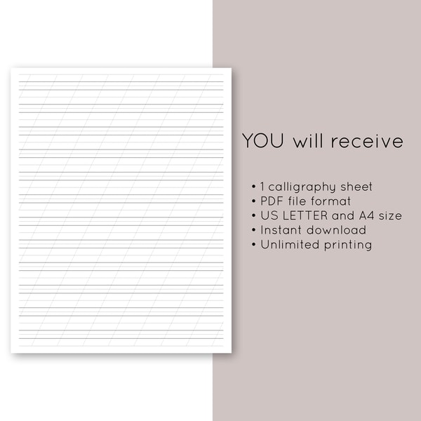 Printable Blank Handwriting. Lettering practice. Worksheet. - Inspire ...