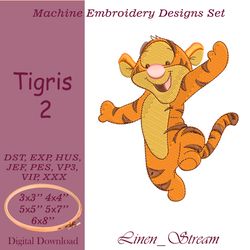 Tigris 2 Machine embroidery design in 8 formats and 5 sizes