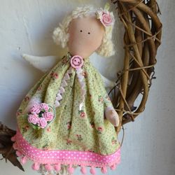 Little Angel Tilda With Flowers Tilda angel Handmade Doll Gifts for Girls Toy Style Design Doll For Home Handmade Doll