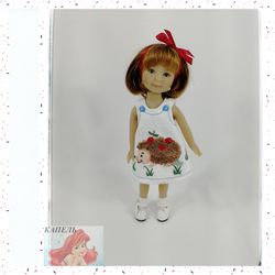 The doll's embroidered dress "Hedgehog IN FLOWERS" is suitable for dolls Heartstrings , Paola Reina mini, Kruselings