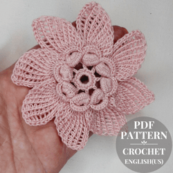Crochet flower pattern PDF. Blossom crochet patterns. Motifs floral for Irish lace. Crochet tutorial pdf.