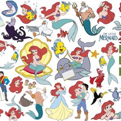 disney little mermaid family svg, ariel and eric svg, ursula svg, king triton svg