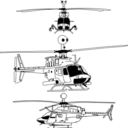 bell oh-58 kiowa helicopter vector black white vector outline or line art file for cnc laser cutting, wood, metal engrav
